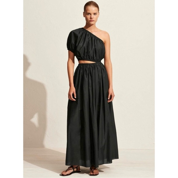 matteau voluminous one shoulder dress MATTEAU One-Shoulder Gathered Organic-Cotton Dress